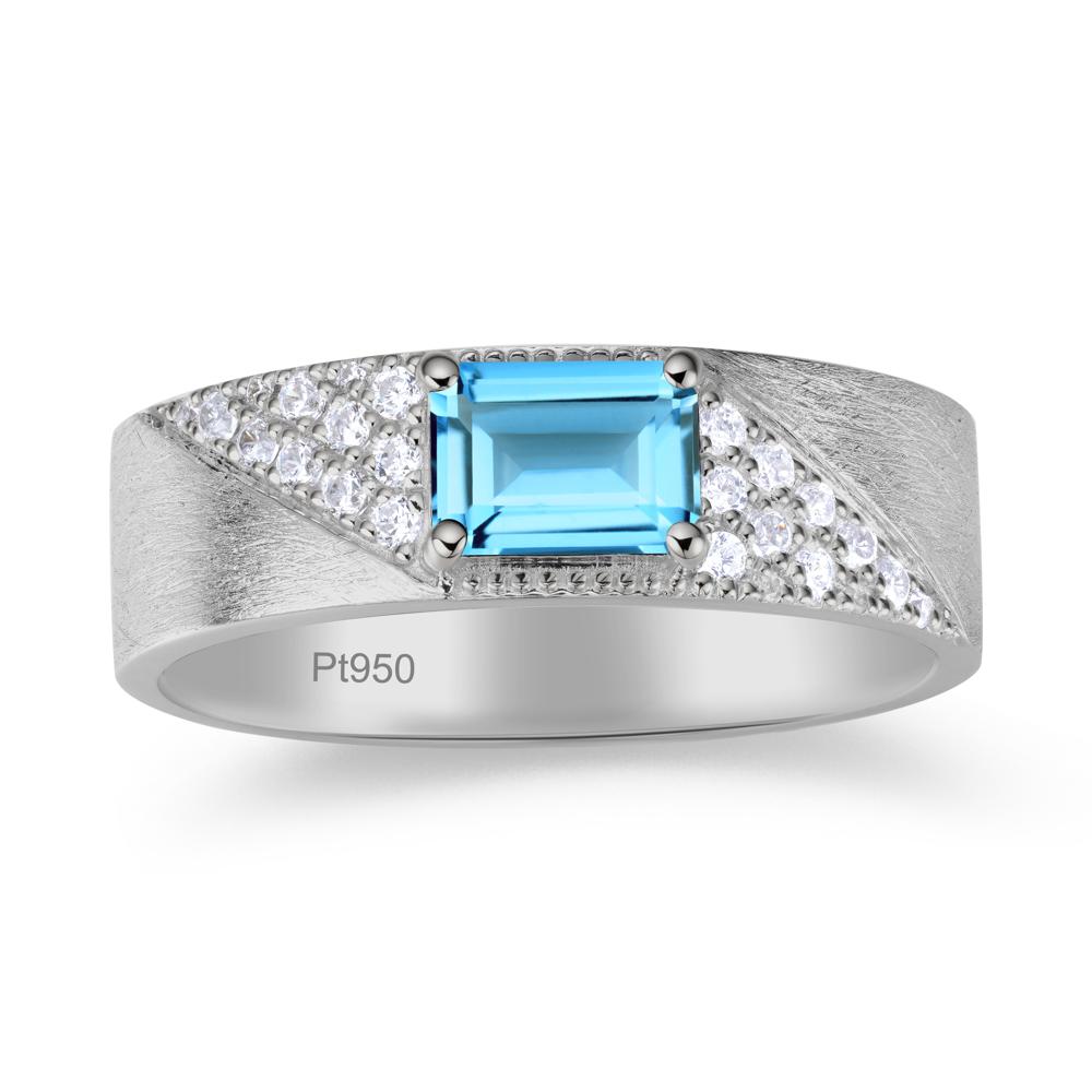 Emerald Cut Garnet Men's Wedding Band Ring - LUO Jewelry #gemstone_Swiss Blue Topaz