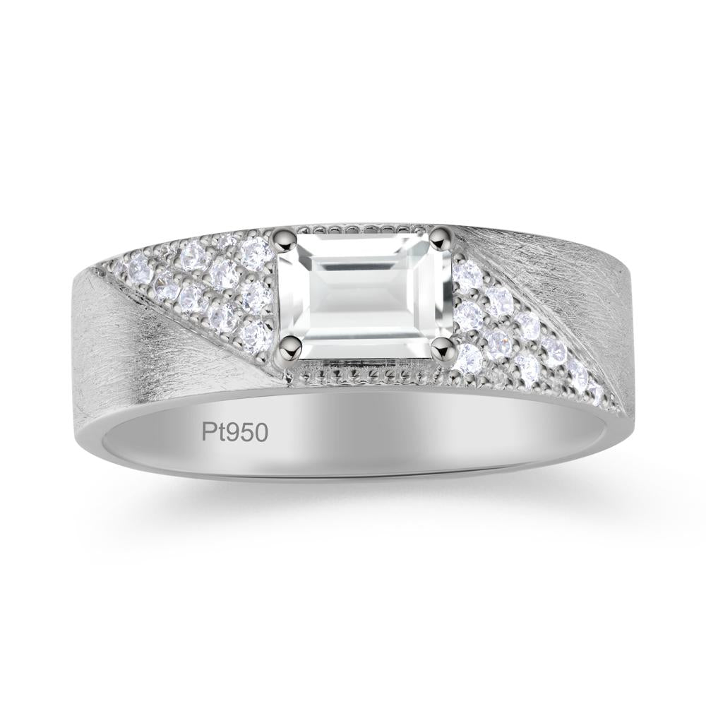Emerald Cut Garnet Men's Wedding Band Ring - LUO Jewelry #gemstone_White Topaz
