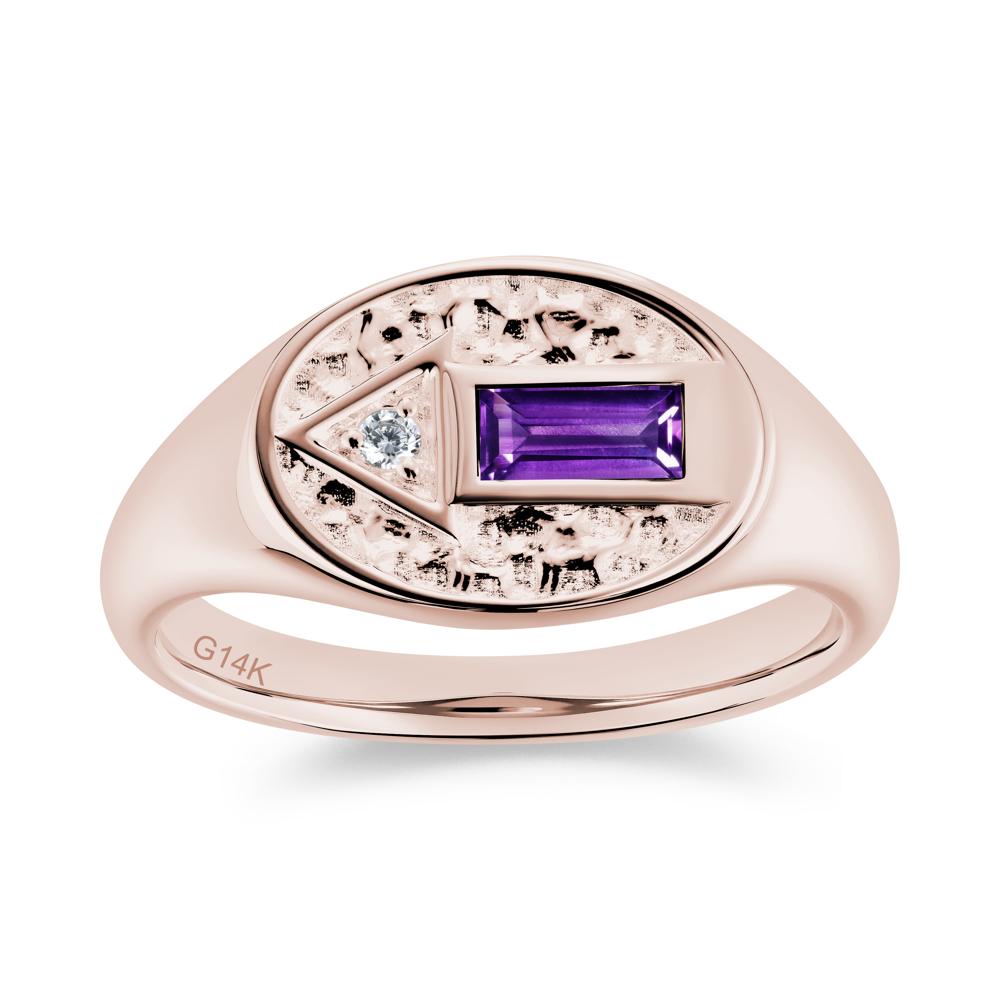 Men's Hammered Sapphire Baguette Ring - LUO Jewelry #gemstone_Amethyst