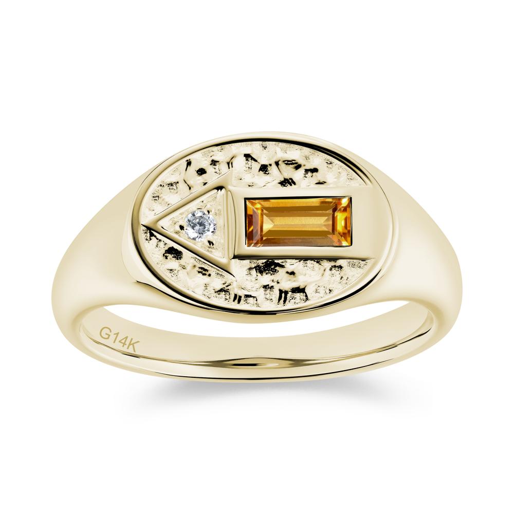 Men's Hammered Sapphire Baguette Ring - LUO Jewelry #gemstone_Citrine