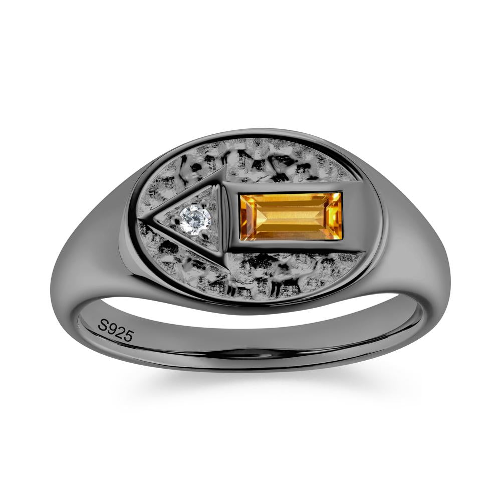 Men's Hammered Sapphire Baguette Ring - LUO Jewelry #gemstone_Citrine