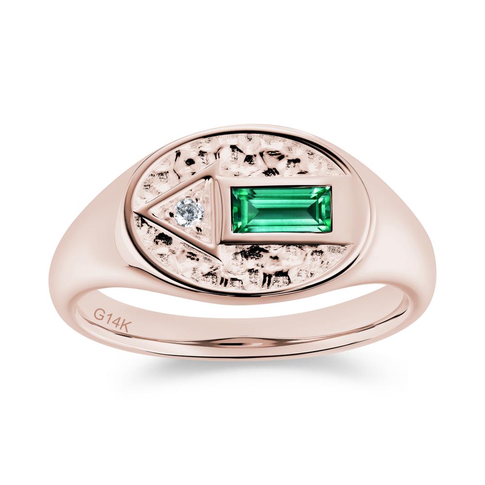 Men's Hammered Sapphire Baguette Ring - LUO Jewelry #gemstone_Emerald