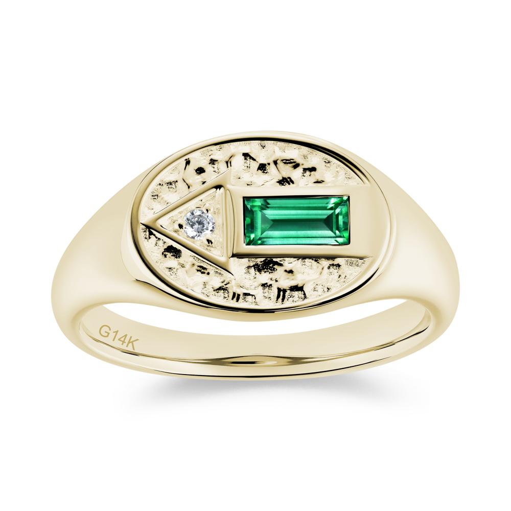 Men's Hammered Sapphire Baguette Ring - LUO Jewelry #gemstone_Emerald