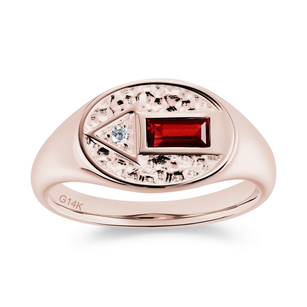 Men's Hammered Sapphire Baguette Ring - LUO Jewelry #gemstone_Garnet