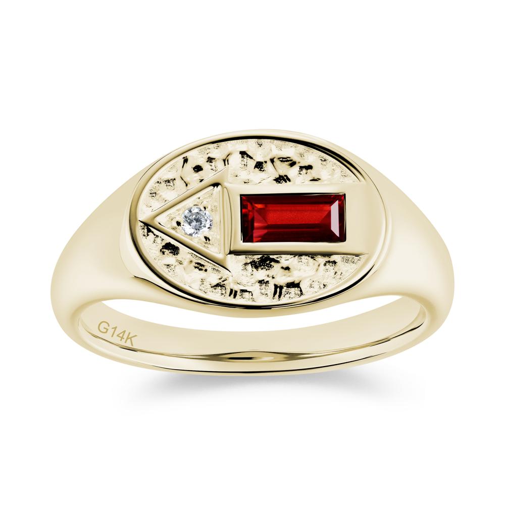 Men's Hammered Sapphire Baguette Ring - LUO Jewelry #gemstone_Garnet