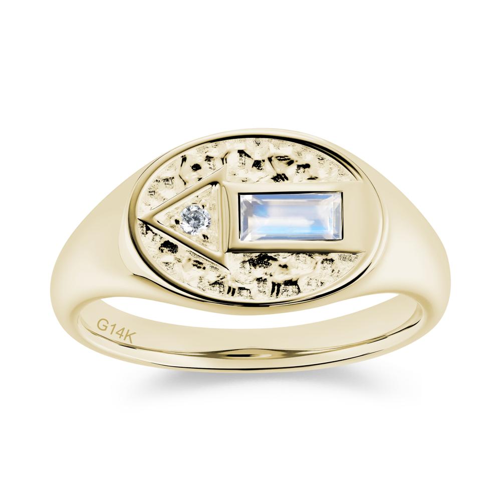 Men's Hammered Sapphire Baguette Ring - LUO Jewelry #gemstone_Moonstone