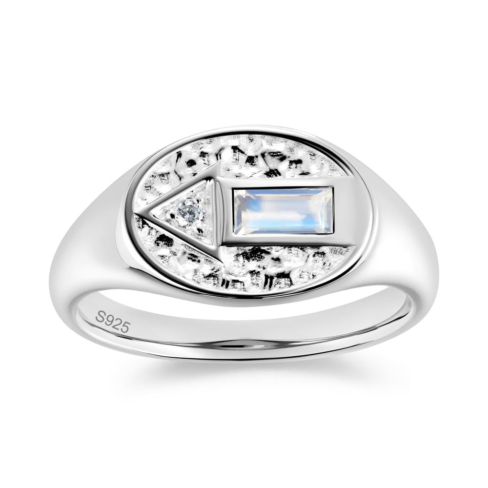 Men's Hammered Sapphire Baguette Ring - LUO Jewelry #gemstone_Moonstone