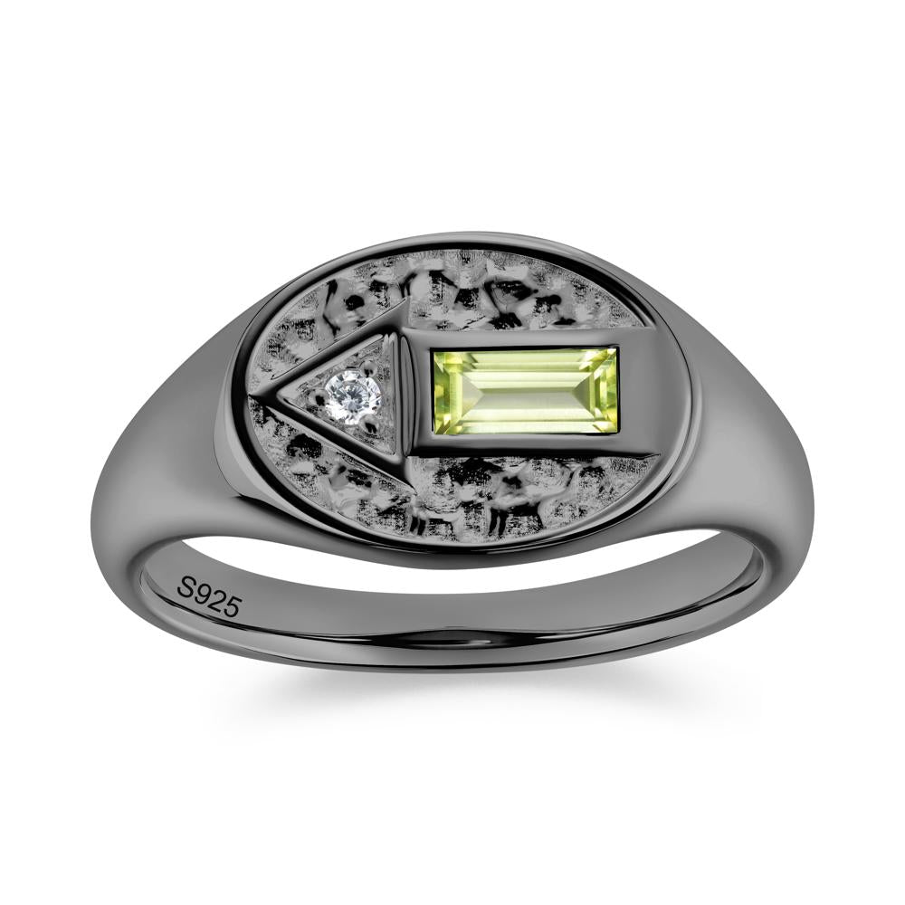 Men's Hammered Sapphire Baguette Ring - LUO Jewelry #gemstone_Peridot