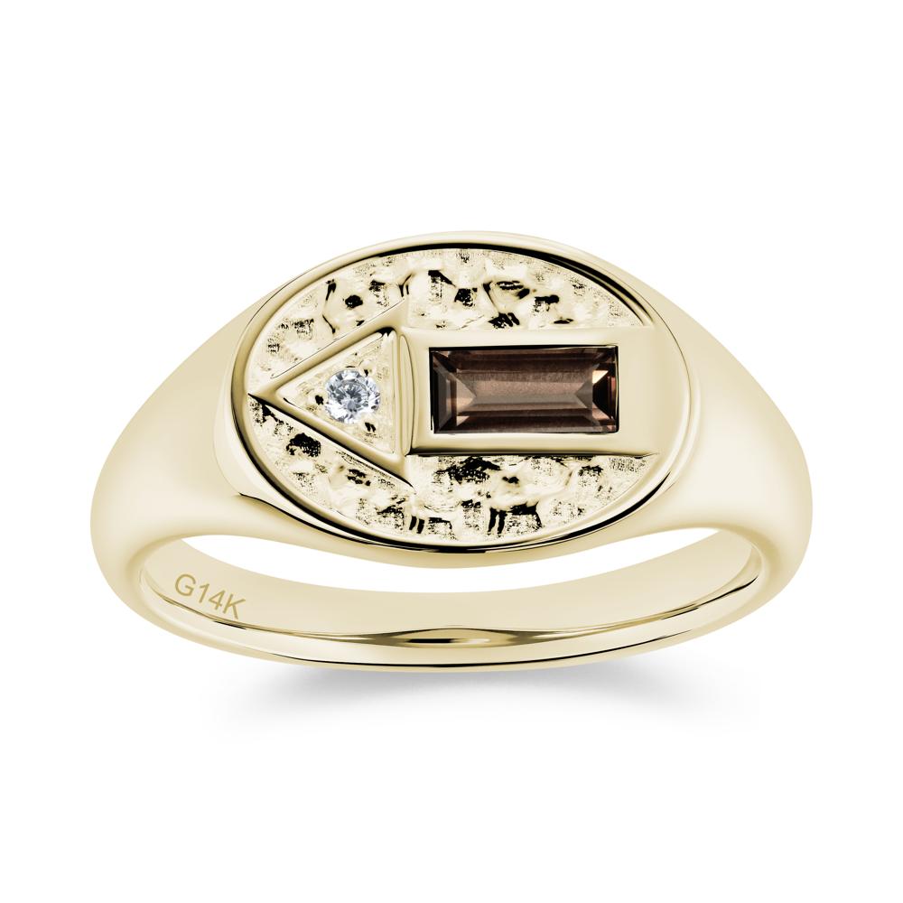 Men's Hammered Sapphire Baguette Ring - LUO Jewelry #gemstone_Smoky Quartz
