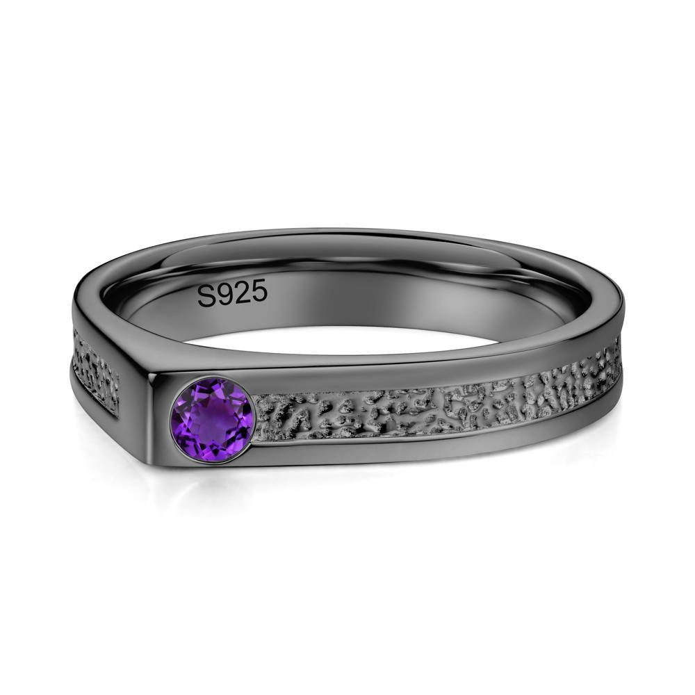 Tiny Solitaire Sapphire Hammered Ring - LUO Jewelry #gemstone_Amethyst