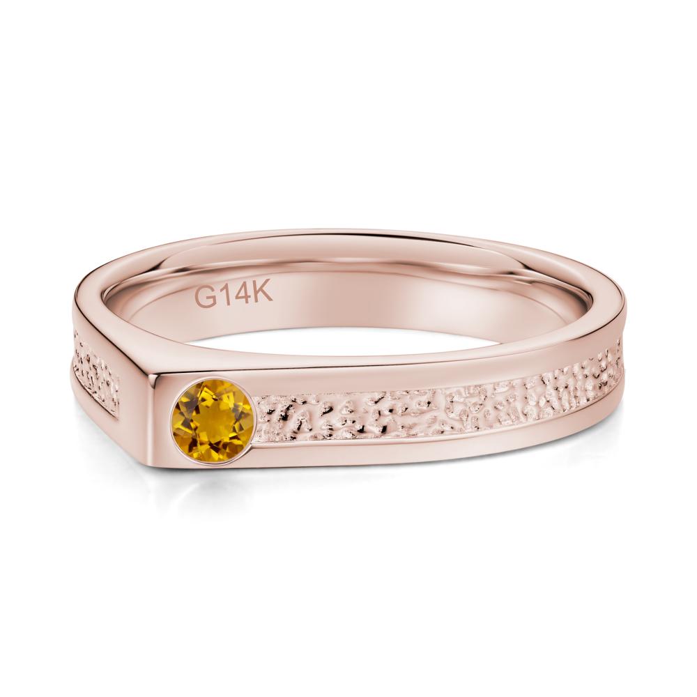 Tiny Solitaire Sapphire Hammered Ring - LUO Jewelry #gemstone_Citrine