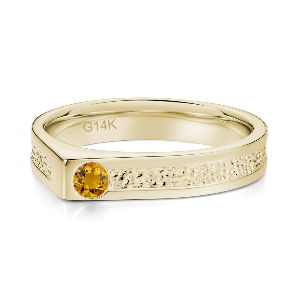 Tiny Solitaire Sapphire Hammered Ring - LUO Jewelry #gemstone_Citrine