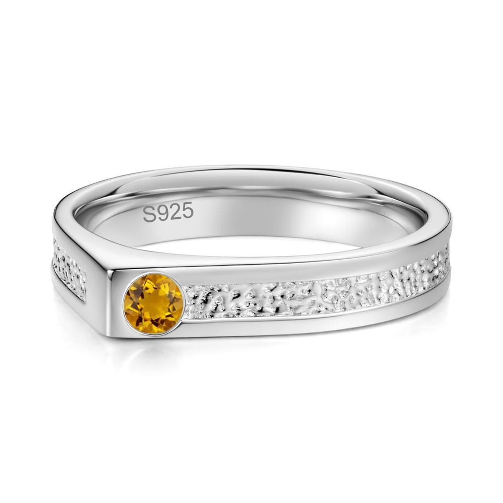 Tiny Solitaire Sapphire Hammered Ring - LUO Jewelry #gemstone_Citrine