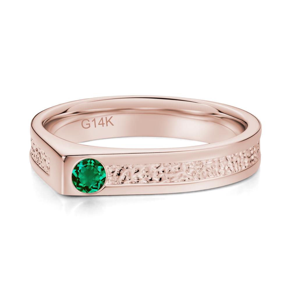 Tiny Solitaire Sapphire Hammered Ring - LUO Jewelry #gemstone_Emerald