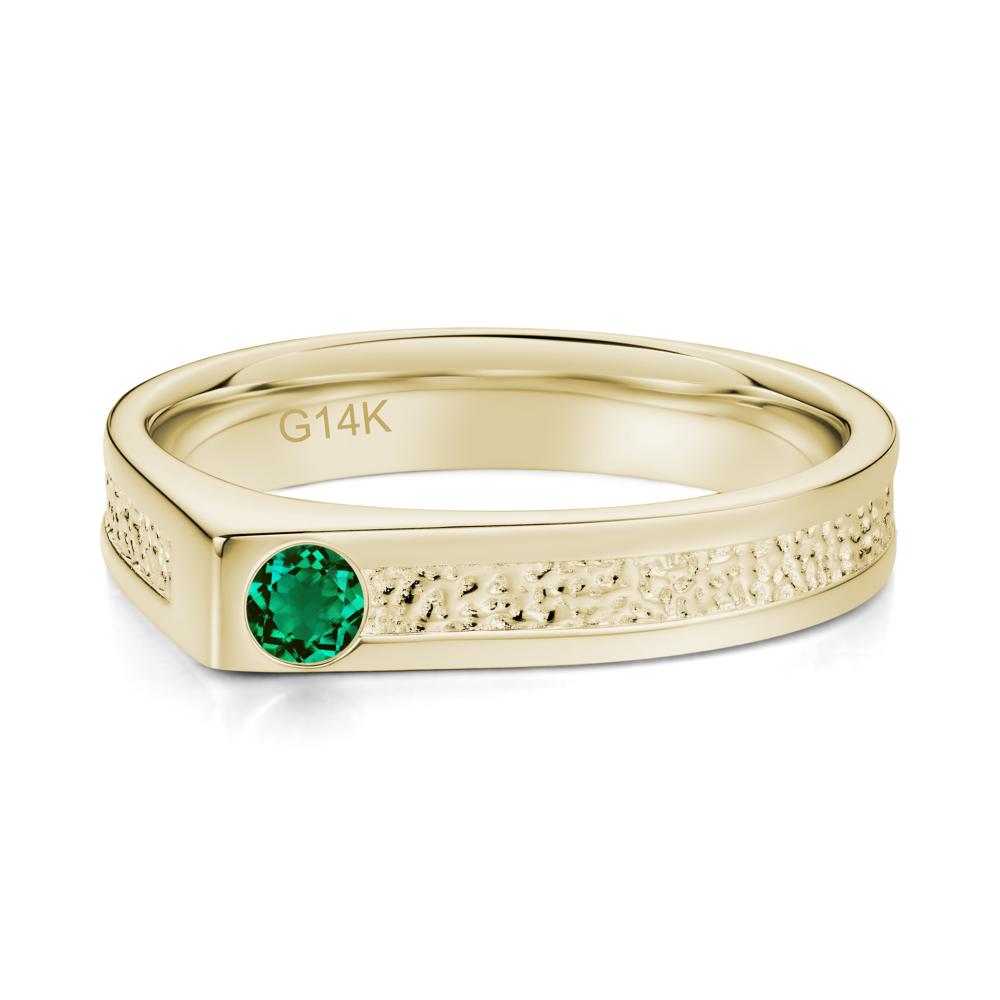 Tiny Solitaire Sapphire Hammered Ring - LUO Jewelry #gemstone_Emerald