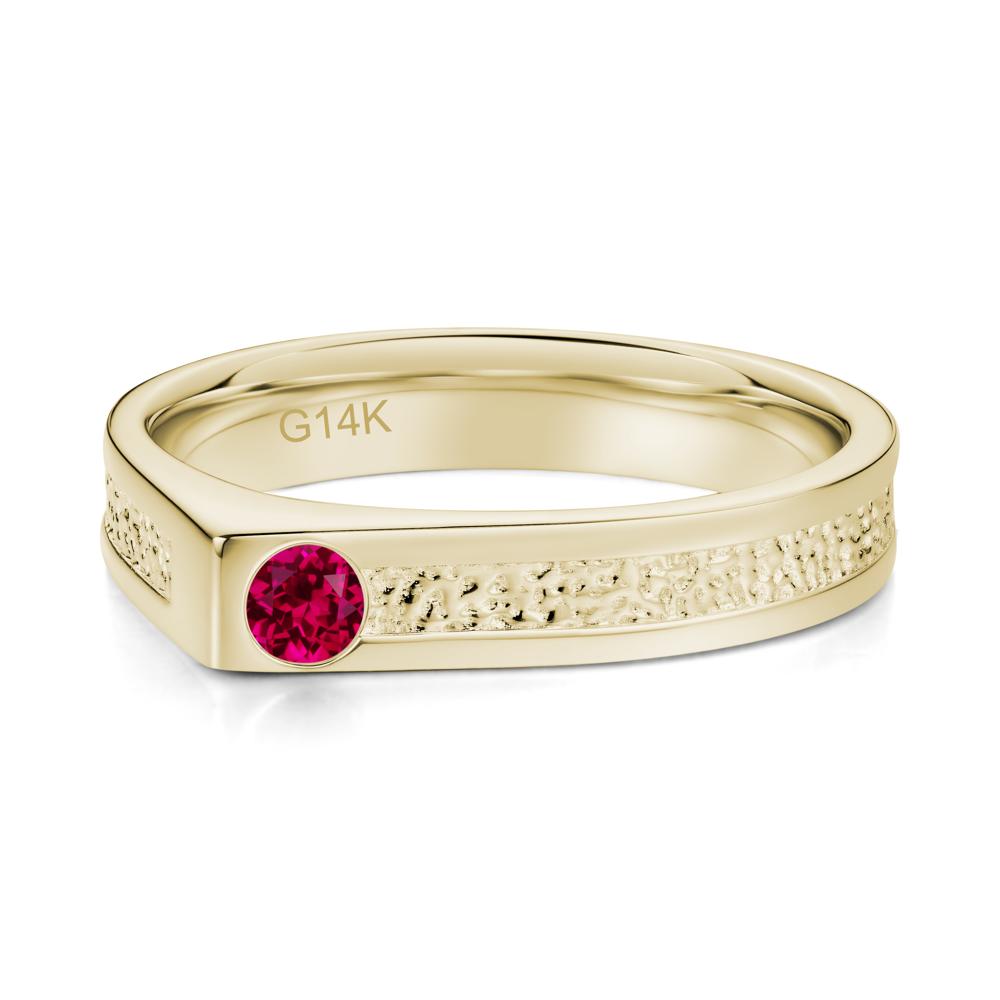 Tiny Solitaire Sapphire Hammered Ring - LUO Jewelry #gemstone_Ruby