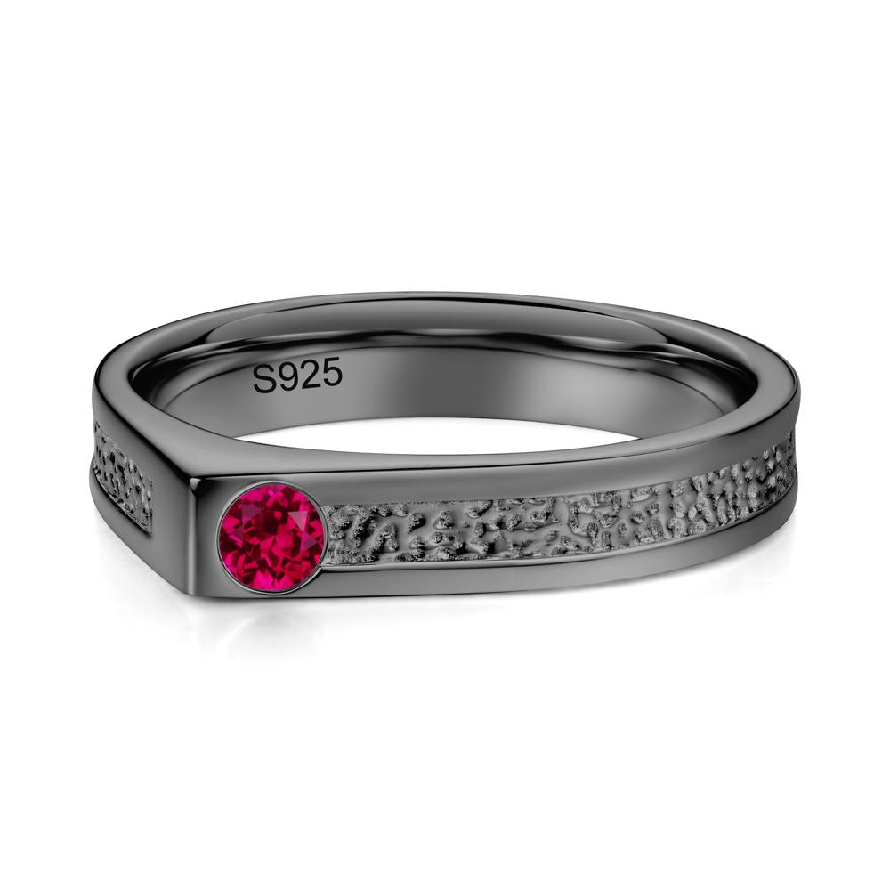 Tiny Solitaire Sapphire Hammered Ring - LUO Jewelry #gemstone_Ruby