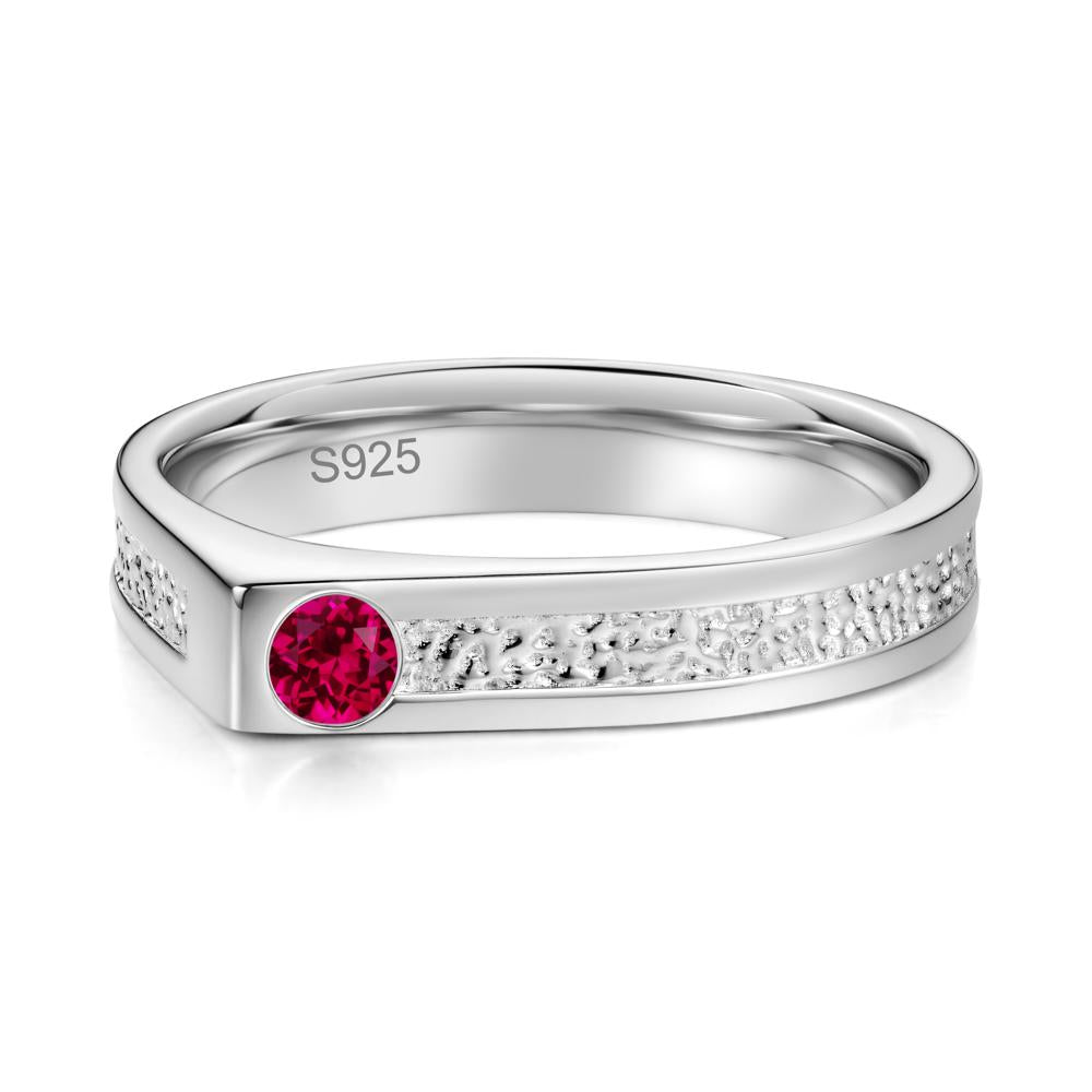 Tiny Solitaire Sapphire Hammered Ring - LUO Jewelry #gemstone_Ruby