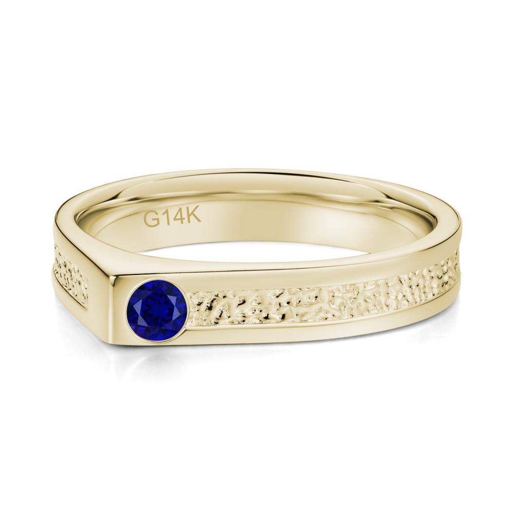 Tiny Solitaire Sapphire Hammered Ring - LUO Jewelry #gemstone_Sapphire