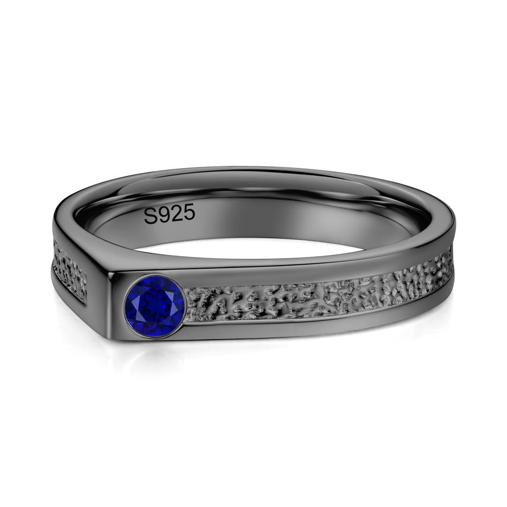 Tiny Solitaire Sapphire Hammered Ring - LUO Jewelry #gemstone_Sapphire