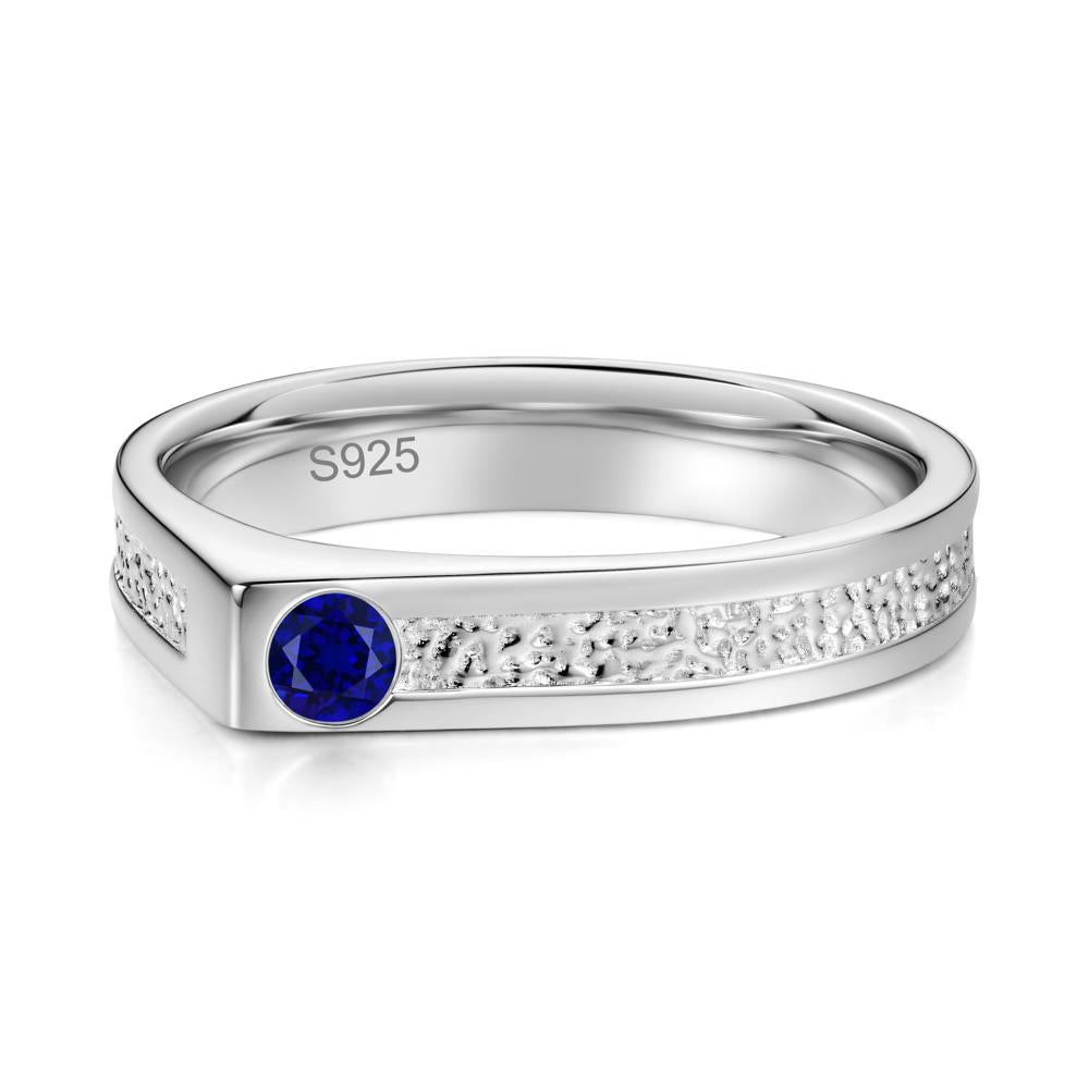 Tiny Solitaire Sapphire Hammered Ring - LUO Jewelry #gemstone_Sapphire