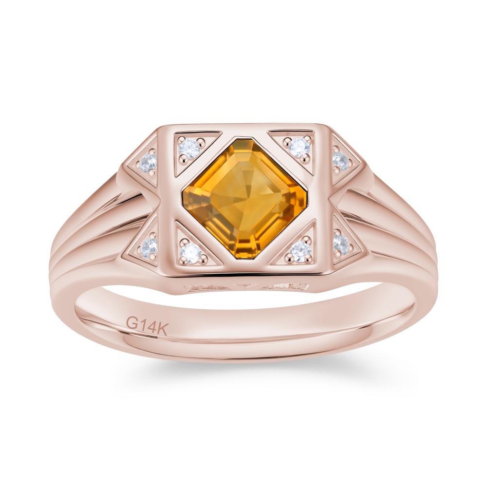 Asscher Cut Alexandrite Halo Men's Wide Band Ring - LUO Jewelry #gemstone_Citrine