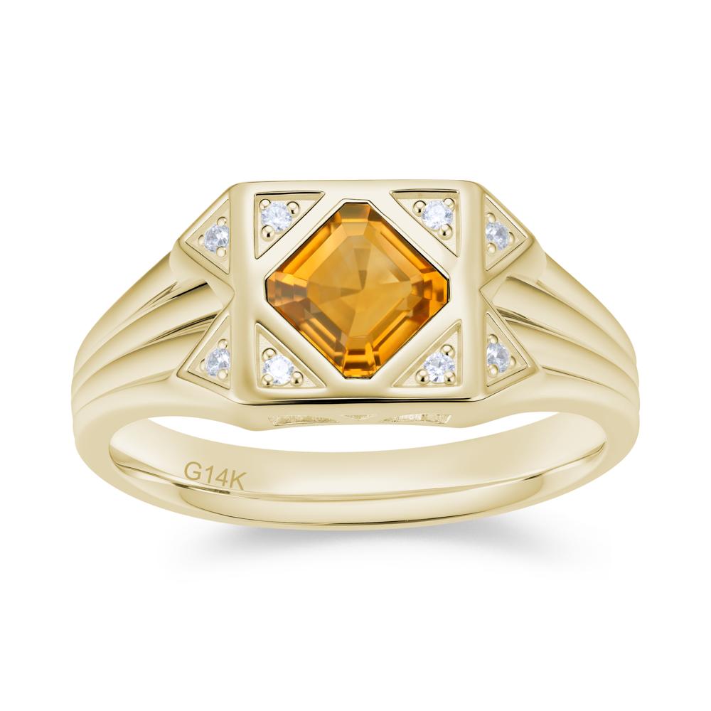 Asscher Cut Alexandrite Halo Men's Wide Band Ring - LUO Jewelry #gemstone_Citrine