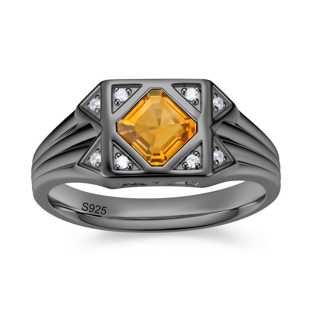 Asscher Cut Alexandrite Halo Men's Wide Band Ring - LUO Jewelry #gemstone_Citrine