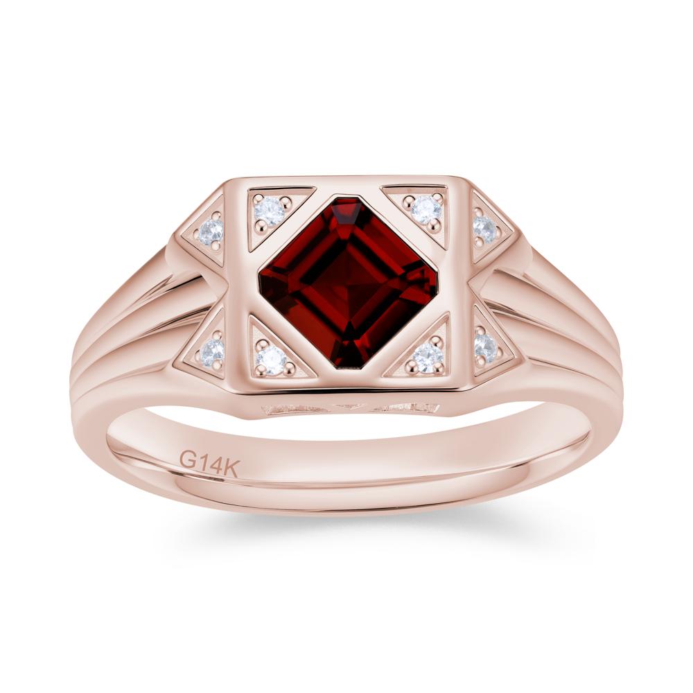 Asscher Cut Alexandrite Halo Men's Wide Band Ring - LUO Jewelry #gemstone_Garnet
