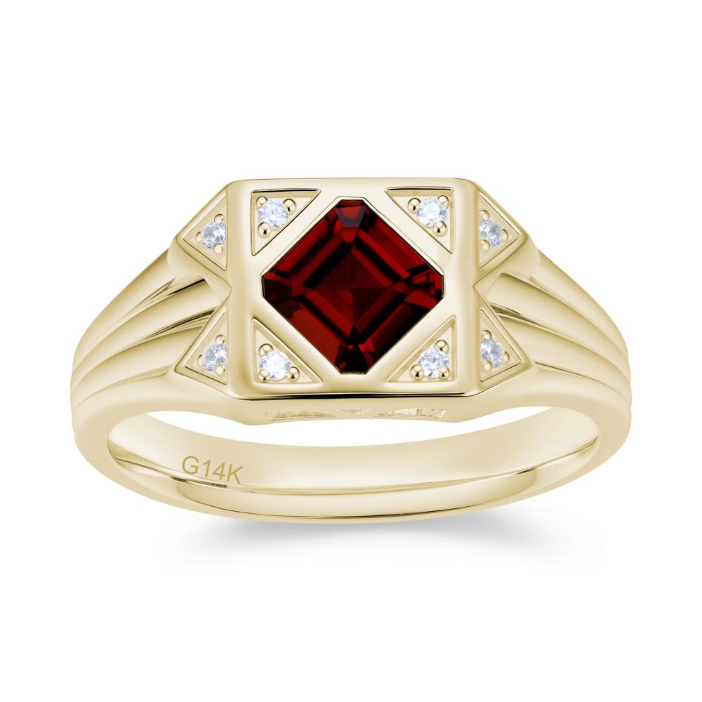 Asscher Cut Alexandrite Halo Men's Wide Band Ring - LUO Jewelry #gemstone_Garnet