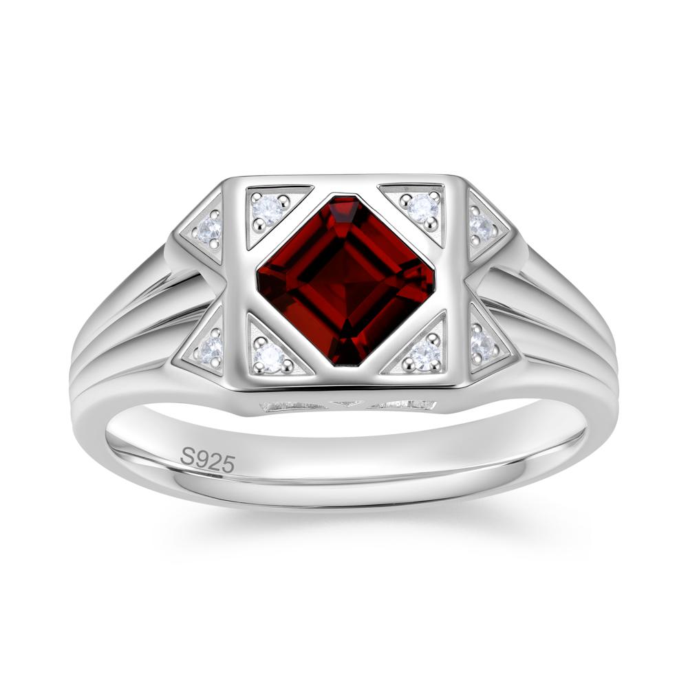 Asscher Cut Alexandrite Halo Men's Wide Band Ring - LUO Jewelry #gemstone_Garnet