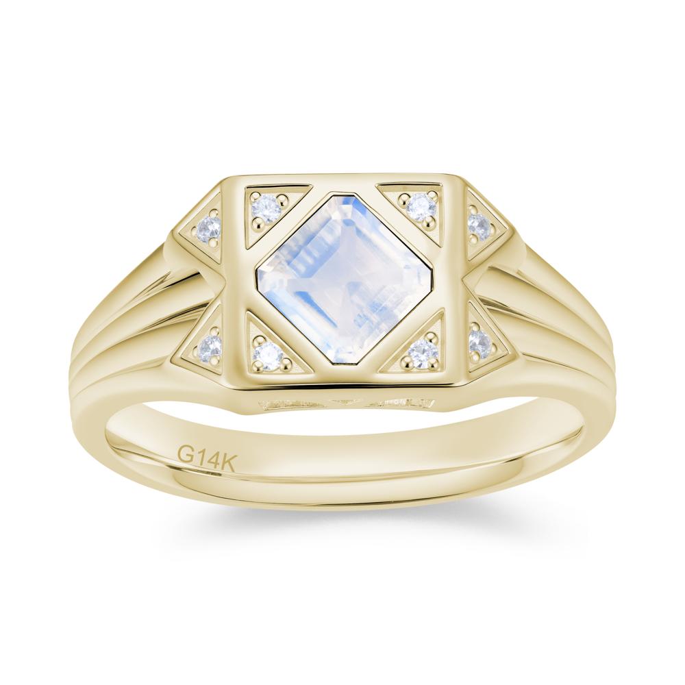 Asscher Cut Alexandrite Halo Men's Wide Band Ring - LUO Jewelry #gemstone_Moonstone