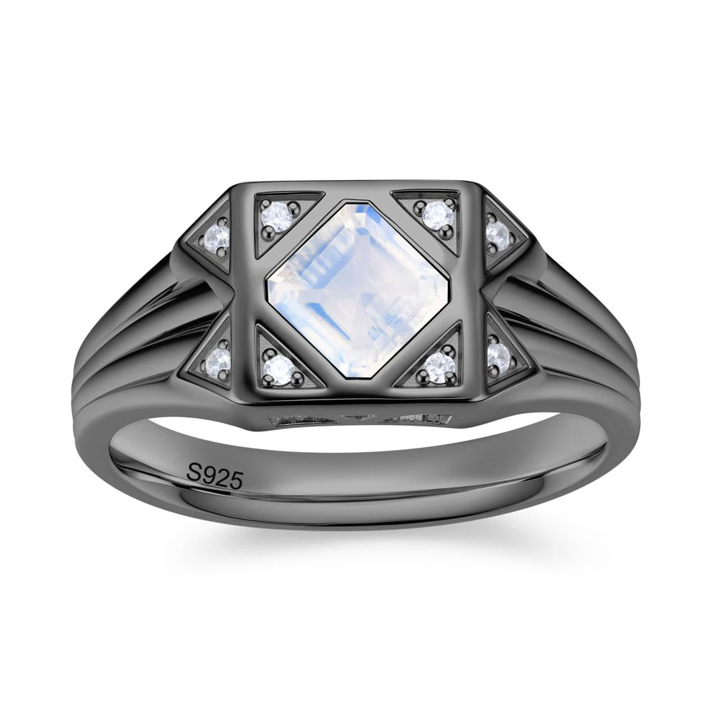 Asscher Cut Alexandrite Halo Men's Wide Band Ring - LUO Jewelry #gemstone_Moonstone