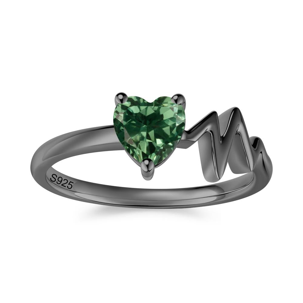 Garnet Heartbeat Proposal Ring - LUO Jewelry #gemstone_Green Sapphire