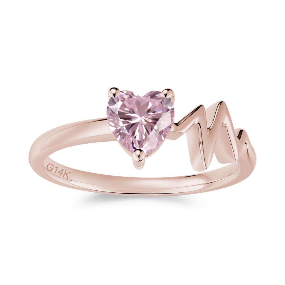 Garnet Heartbeat Proposal Ring - LUO Jewelry #gemstone_Pink Cubic Zirconia