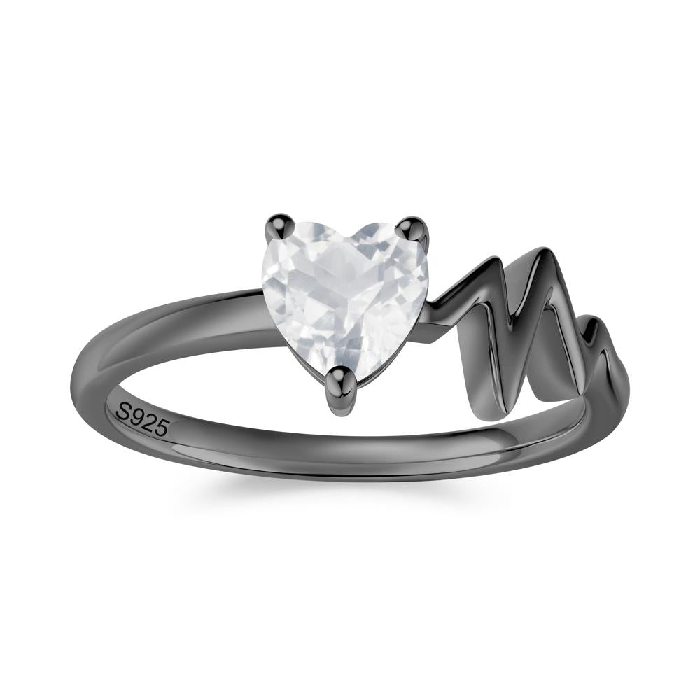 Garnet Heartbeat Proposal Ring - LUO Jewelry #gemstone_White Topaz