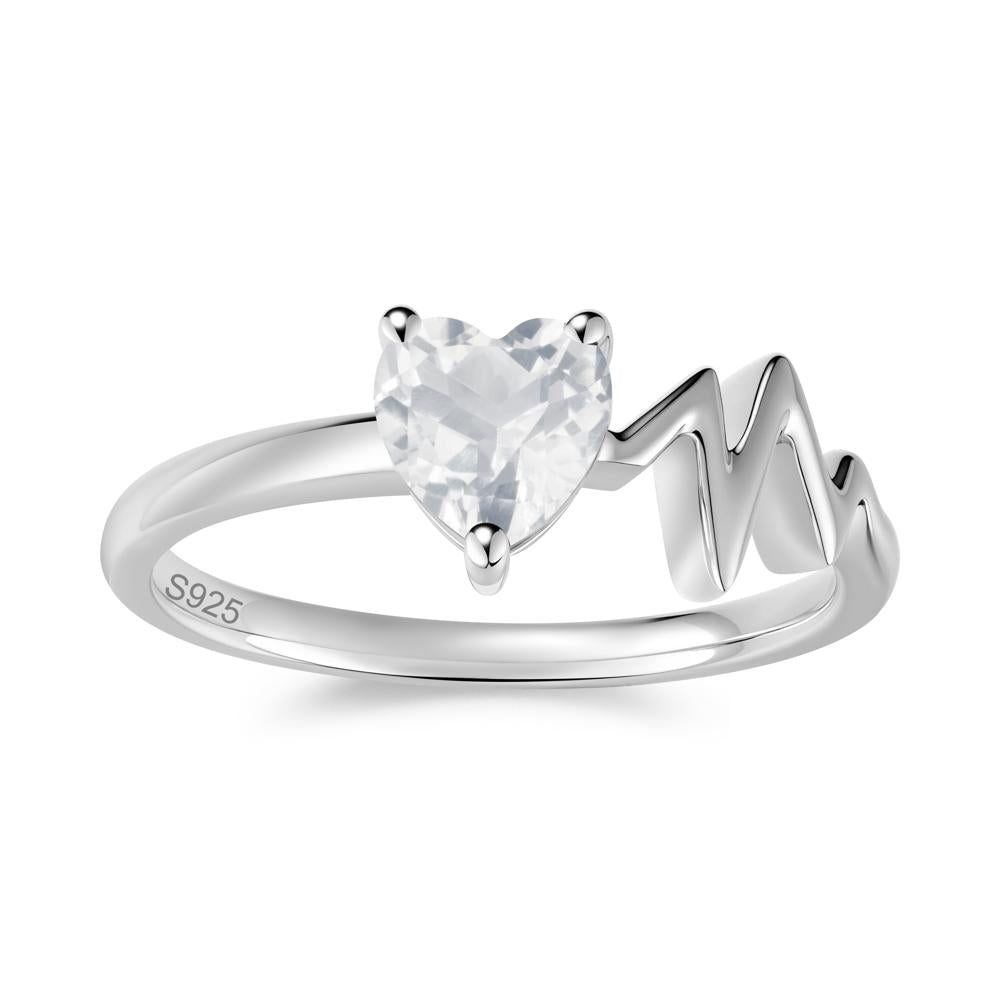 Garnet Heartbeat Proposal Ring - LUO Jewelry #gemstone_White Topaz