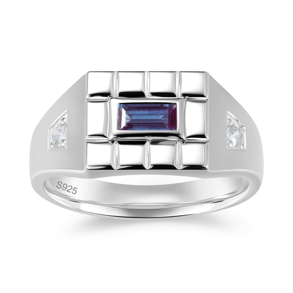 Minimalist Amethyst Signet  Mens Wedding Ring - LUO Jewelry #gemstone_Alexandrite