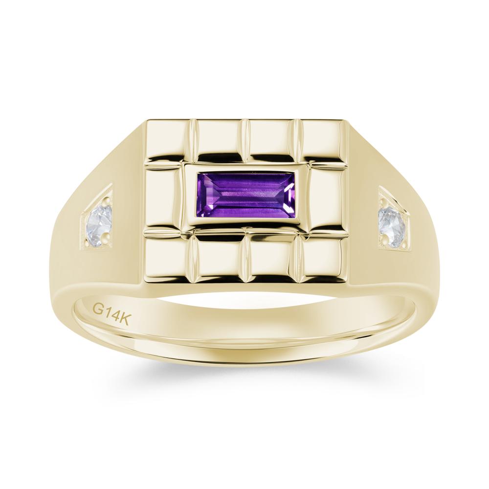 Minimalist Amethyst Signet  Mens Wedding Ring - LUO Jewelry #gemstone_Amethyst