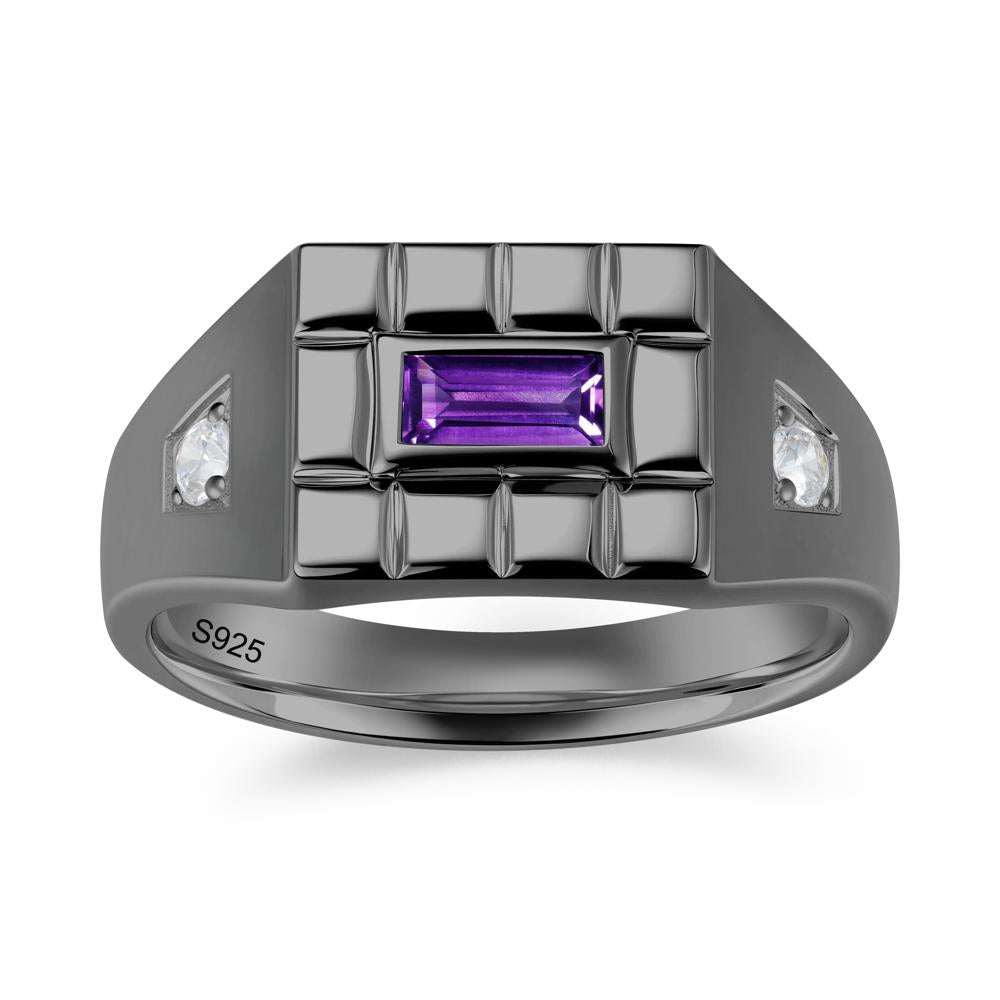 Minimalist Amethyst Signet  Mens Wedding Ring - LUO Jewelry #gemstone_Amethyst