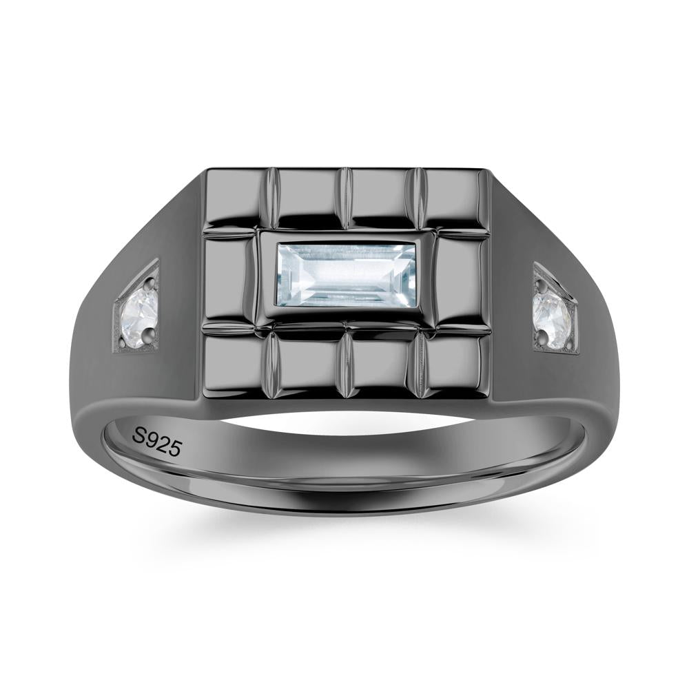Minimalist Amethyst Signet  Mens Wedding Ring - LUO Jewelry #gemstone_Aquamarine