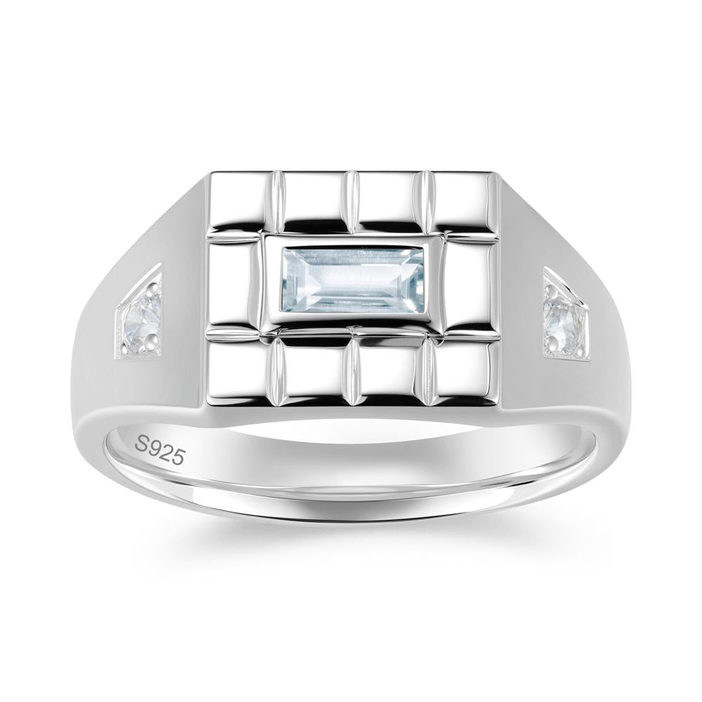 Minimalist Amethyst Signet  Mens Wedding Ring - LUO Jewelry #gemstone_Aquamarine