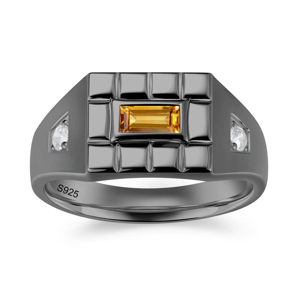 Minimalist Amethyst Signet  Mens Wedding Ring - LUO Jewelry #gemstone_Citrine