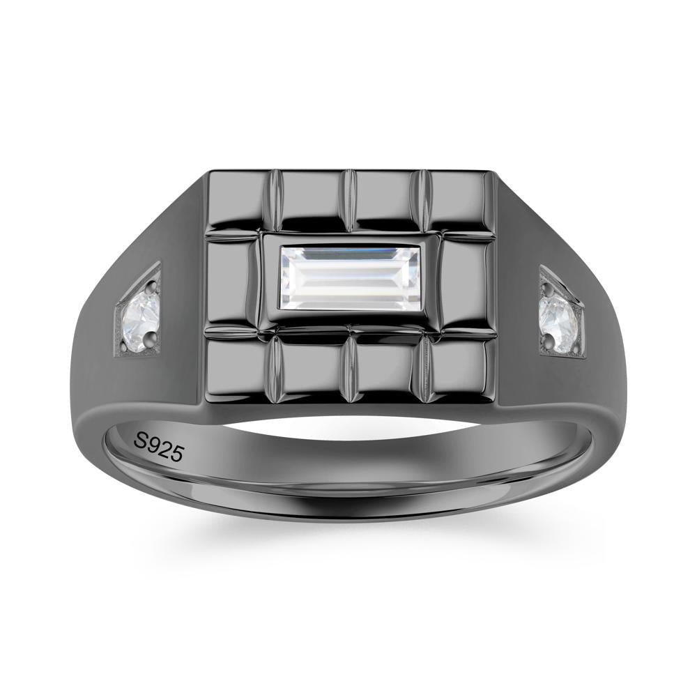 Minimalist Amethyst Signet  Mens Wedding Ring - LUO Jewelry #gemstone_Cubic Zirconia
