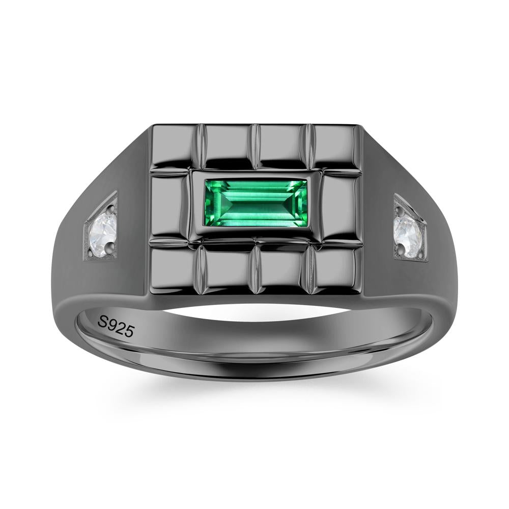 Minimalist Amethyst Signet  Mens Wedding Ring - LUO Jewelry #gemstone_Emerald