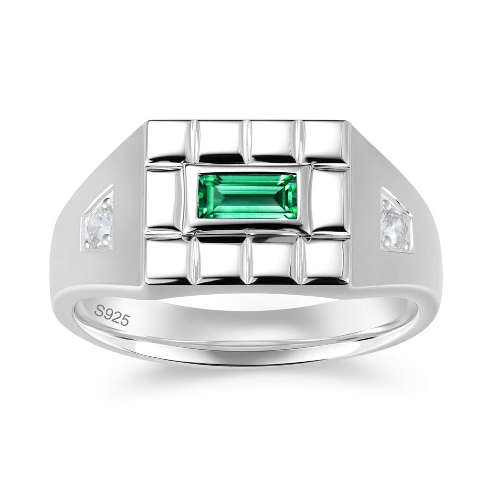 Minimalist Amethyst Signet  Mens Wedding Ring - LUO Jewelry #gemstone_Emerald