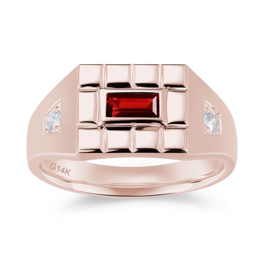Minimalist Amethyst Signet  Mens Wedding Ring - LUO Jewelry #gemstone_Garnet