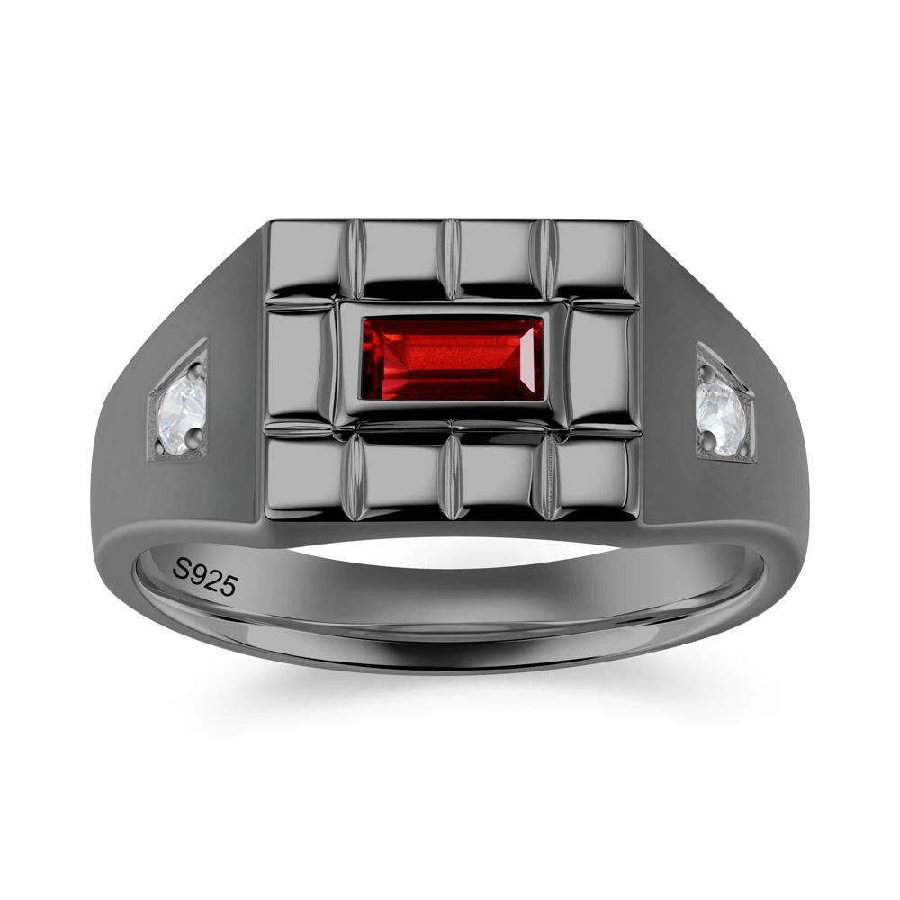 Minimalist Amethyst Signet  Mens Wedding Ring - LUO Jewelry #gemstone_Garnet