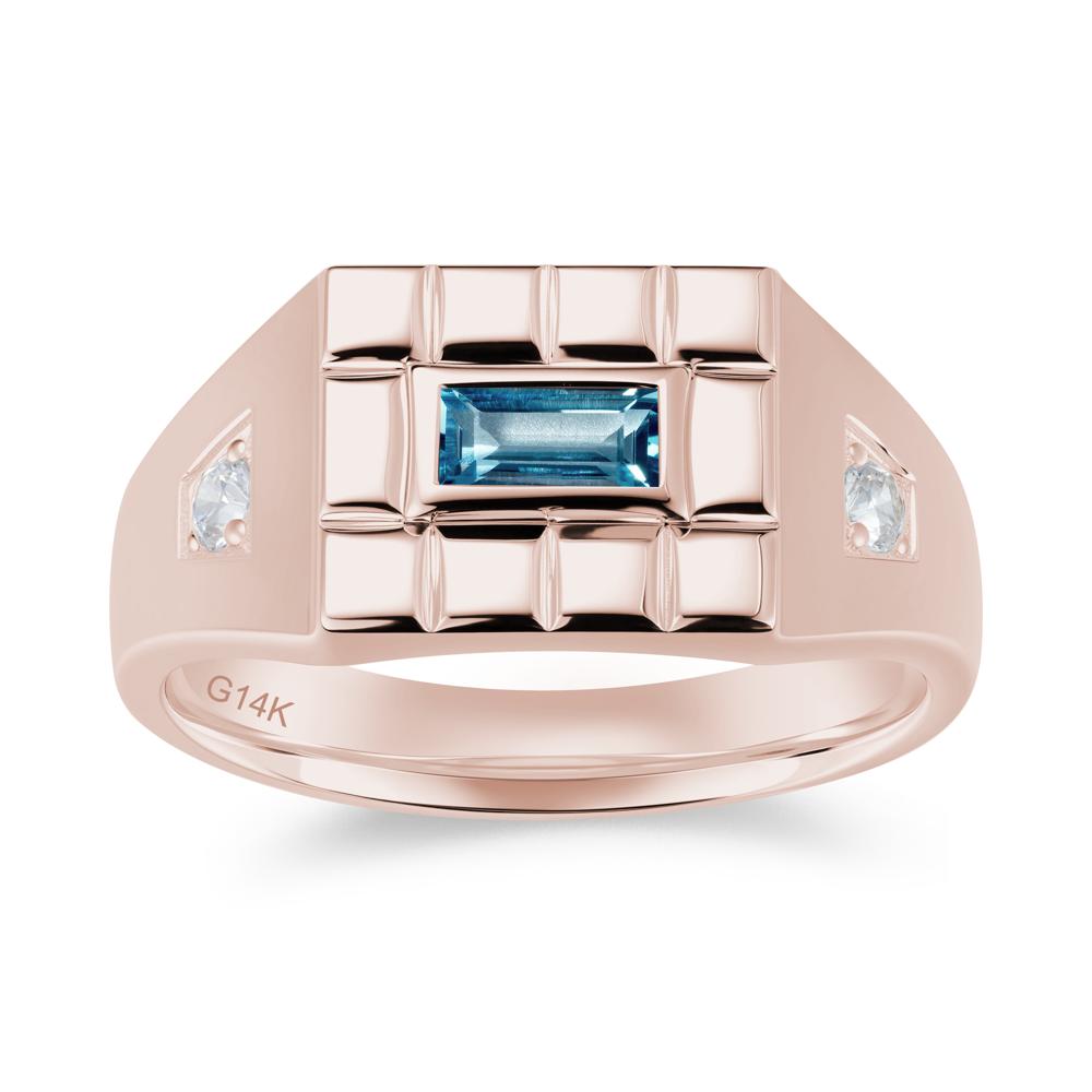 Minimalist Amethyst Signet  Mens Wedding Ring - LUO Jewelry #gemstone_London Blue Topaz