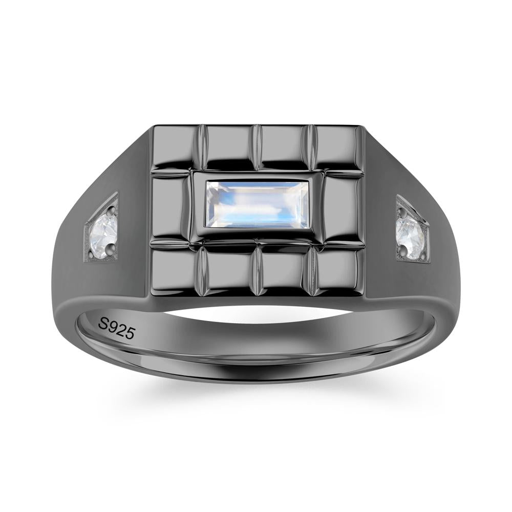 Minimalist Amethyst Signet  Mens Wedding Ring - LUO Jewelry #gemstone_Moonstone